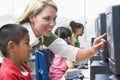 Kindergarten children learn to use computer Royalty Free Stock Photo