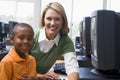 Kindergarten children learn to use computers Royalty Free Stock Photo
