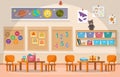 Kindergarten Classroom Interior Children Kids School Toys Furniture Vector Illustration Royalty Free Stock Photo