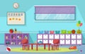 Kindergarten Classroom Interior Children Kids School Toys Furniture Vector Illustration Royalty Free Stock Photo