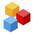 Kindergarten colorful cubes icon, isometric style