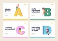 Kindergarten, early learning and homeschooling online service for kids development landing page Royalty Free Stock Photo