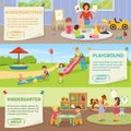 Kindergarten Flat Horizontal Banners