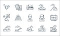 Kindergarten line icons. linear set. quality vector line set such as toy train, rocking horse, blocks, blocks, seesaw, kite,