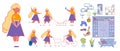 Kindergarten Pupil Vector Cartoon Character Set Royalty Free Stock Photo