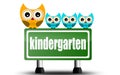 Kindergarten road sign with cute owls