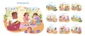 Kindergarten set. Flat vector illustration Royalty Free Stock Photo