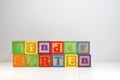 Kindergarten spelled out with ABC blocks