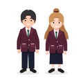 Elementary School Students â Male and Female Character in Uniform Royalty Free Stock Photo