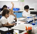 Kindergarten students learning study in classroom Royalty Free Stock Photo