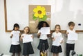 Kindergarten students standing presenting Royalty Free Stock Photo