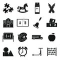 Kindergarten symbol icons set, simple style