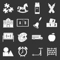 Kindergarten symbol icons set grey vector