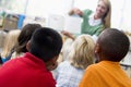 Kindergarten teacher reading to children Royalty Free Stock Photo