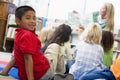 Kindergarten teacher reading to children Royalty Free Stock Photo