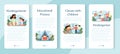 Kindergartener mobile application banner set. Professional nany and children.