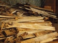 Logs Store kindling ready for the fire Royalty Free Stock Photo