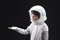 Kindness child spaceman is expressing curiosity Royalty Free Stock Photo