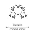 Kindness pixel perfect linear icon. Thin line customizable illustration. Love and support, friendship contour symbol