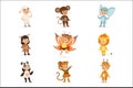 Kinds In Animal Costume Disguise Happy And Ready For Halloween Masquerade Party Collection Of Cute Disguised Infants