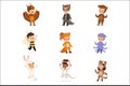 Kinds In Animal Costume Disguise Happy And Ready For Halloween Masquerade Party Set Of Cute Disguised Infants