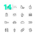 Kinds of Food Line Icons Set