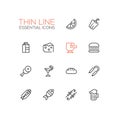 Kinds of Food Line Icons Set