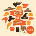 Kinds of headwear. Part 1 Royalty Free Stock Photo