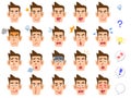 20 kinds of man`s facial expressions