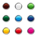 Kinds of online buttons icons set, cartoon style