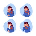 Kinds of symptoms of flu women from coronavirus illustration vektor