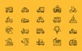 Kinds of Transport Set Black Outline Icons Royalty Free Stock Photo
