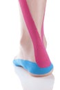 Kinesio tape on female heel.