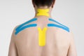 Kinesio tape, kinesiology taping on human back Royalty Free Stock Photo