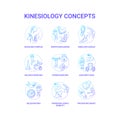 Kinesiology concept blue gradient icons set