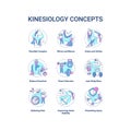 Kinesiology concept icons set