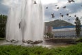Kinetic fountain located in the central square of Resita, Romania
