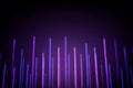 Kinetic glowing bars sliding upward, soft violet and navy, blank area below for message Royalty Free Stock Photo