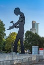 The kinetic sculpture Hammering Man by Jonathan Borofsky, Frankfurt, Germany Royalty Free Stock Photo