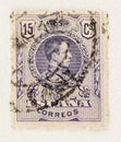 King Alfonso XII on Purple Stamp of Spain