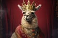 a king alpaca in his crown being self proud