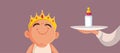 King Baby Wearing Crown being Served Food Vector Cartoon Illustration