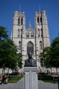 King Baudouin Statue in front of cathedral Royalty Free Stock Photo