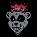 King bear wearing crownd head cat smoking .vector hand drawing,Shirt designs, biker, disk jockey, gentleman, barber and many