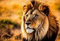 Portrait of King of beasts is the lion in Africa