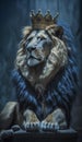 the king of beasts lion sits on the throne, generative ai
