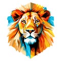 Abstract lion in pop style art on white background. AI generated