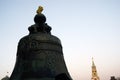 King Bell and Spasskaya Saviors clock tower of Moscow Kremlin. Color photo