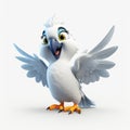 King Of The Birds 3d Animated Cartoon Character In White And Aquamarine