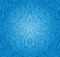 King Blue Floral Vintage wallpaper background design with decorative flowers Royalty Free Stock Photo